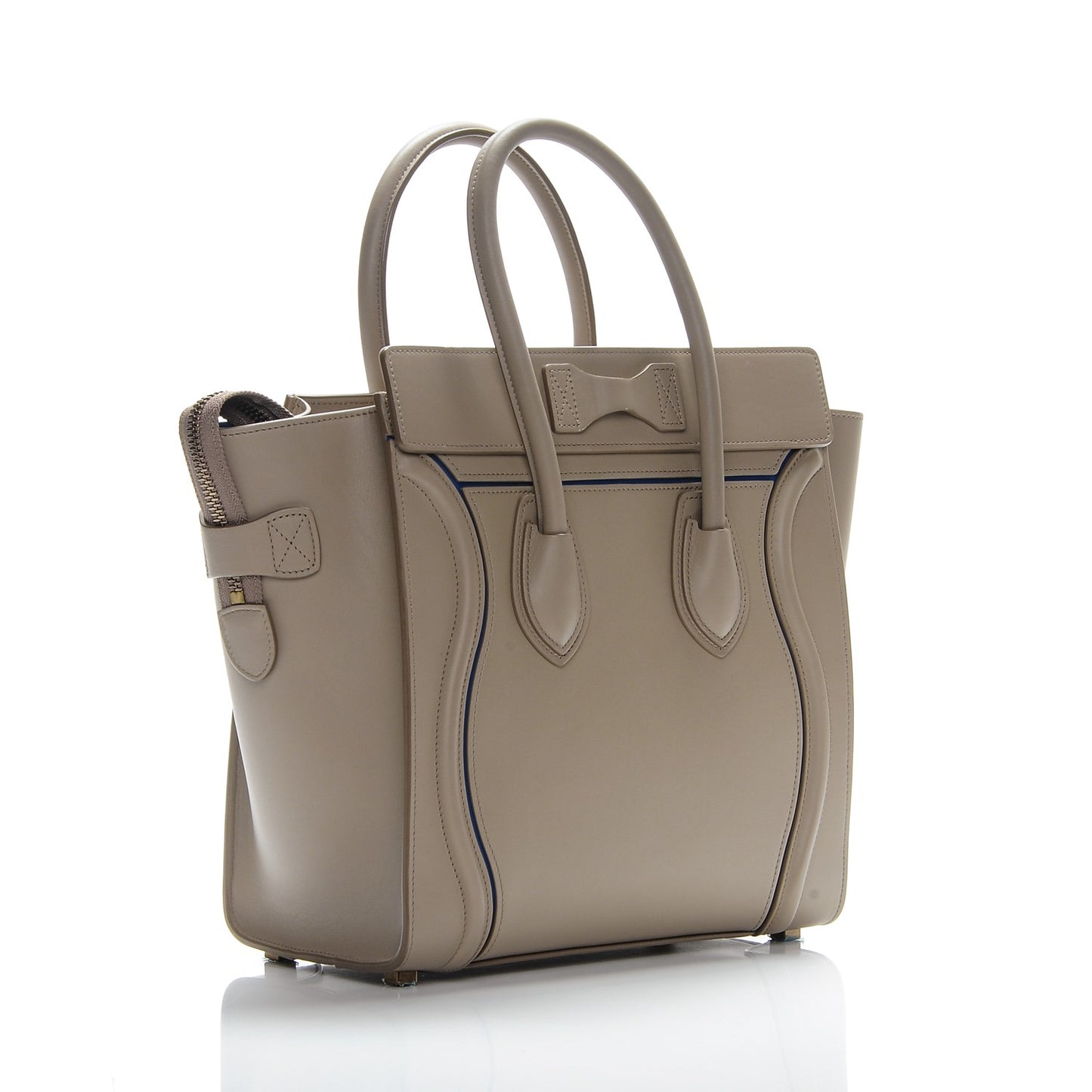 Smooth Calfskin Interstice Micro Luggage Light Taupe