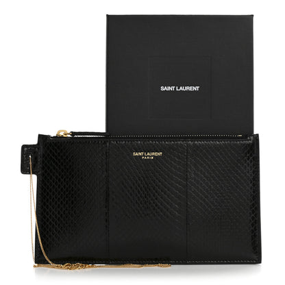 Saint Laurent Snakeskin Pouch With Chain Black 8 of 8