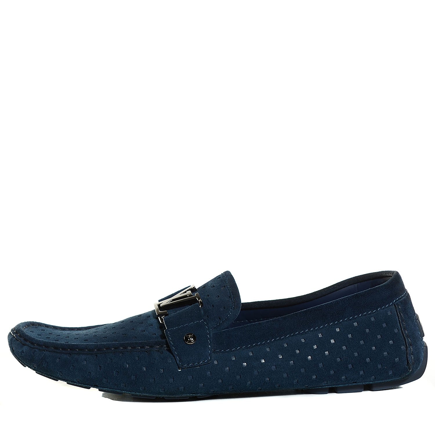 Louis Vuitton Perforated Suede Monte Carlo Mens Loafers Marine 12 1 of 9
