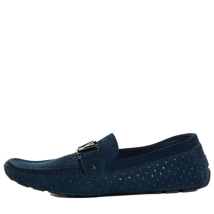 Louis Vuitton Perforated Suede Monte Carlo Mens Loafers Marine 12 1 of 9