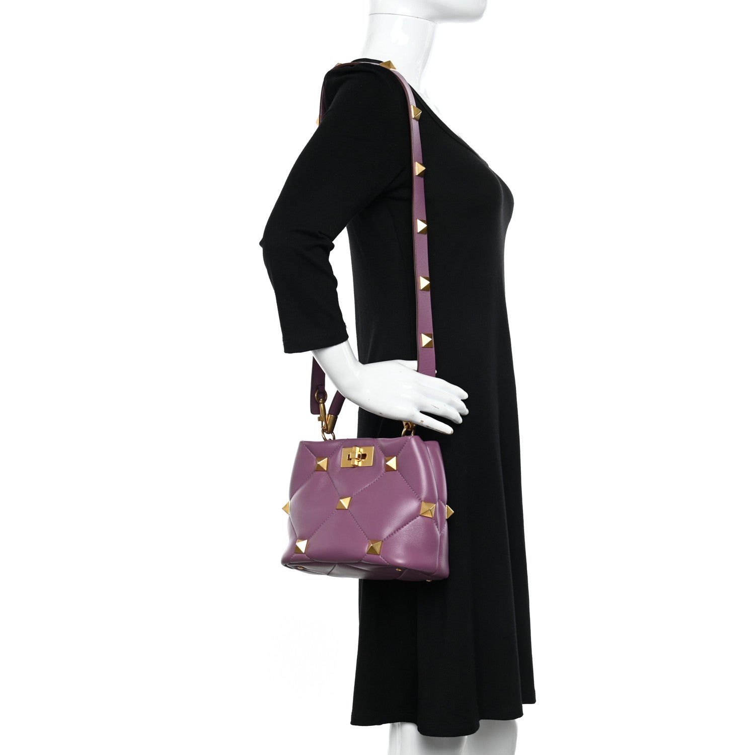 Valentino Garavani Nappa Small Roman Stud The Handle Bag Prune 3 of 9