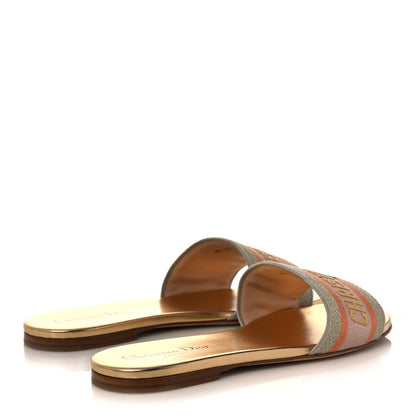 Christian Dior Cotton Embroidered Dway Mules Slide Sandals 39.5 Platinum 4 of 12