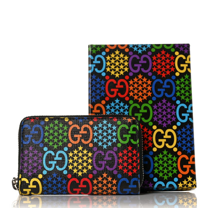Gucci GG Supreme Monogram Psychedelic Zip Around Card Case Wallet Black 9 of 9