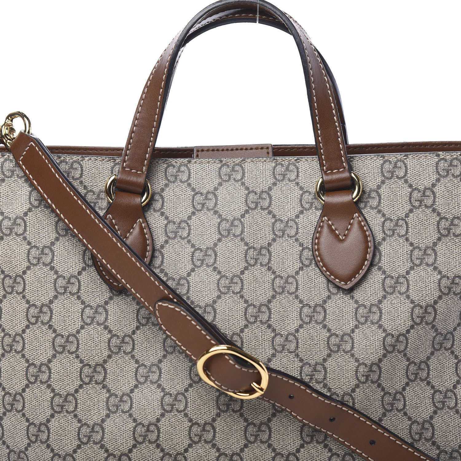Gucci Soft GG Supreme Monogram Small Crossbody Tote Beige Cuir 9 of 9