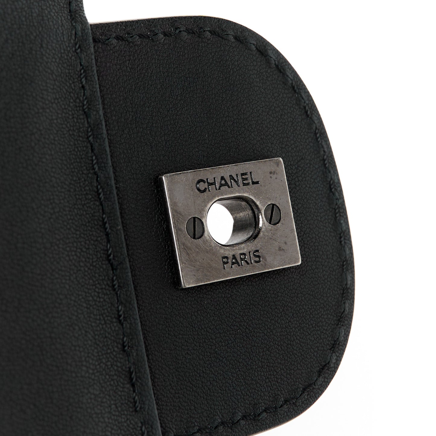 Metallic Goatskin Quilted Large Rock In Rome Flap Black