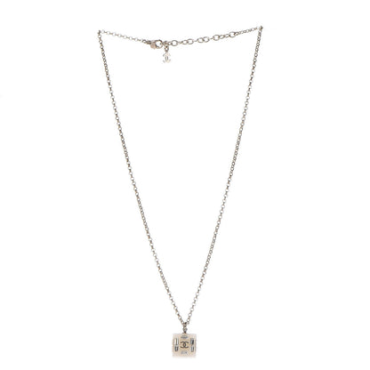 Chanel Resin Baguette Crystal Geometric Square CC Necklace White 4 of 6
