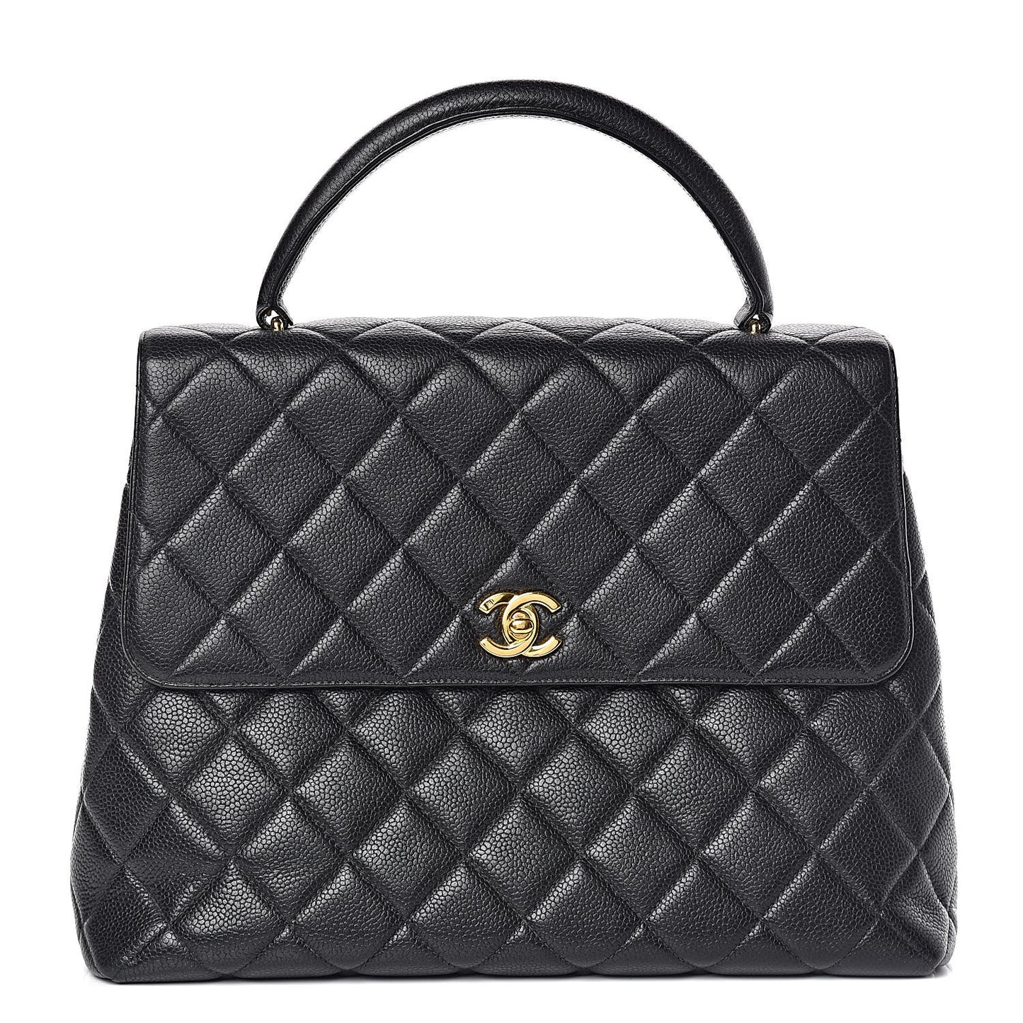 Caviar Quilted Jumbo Kelly Flap Black
