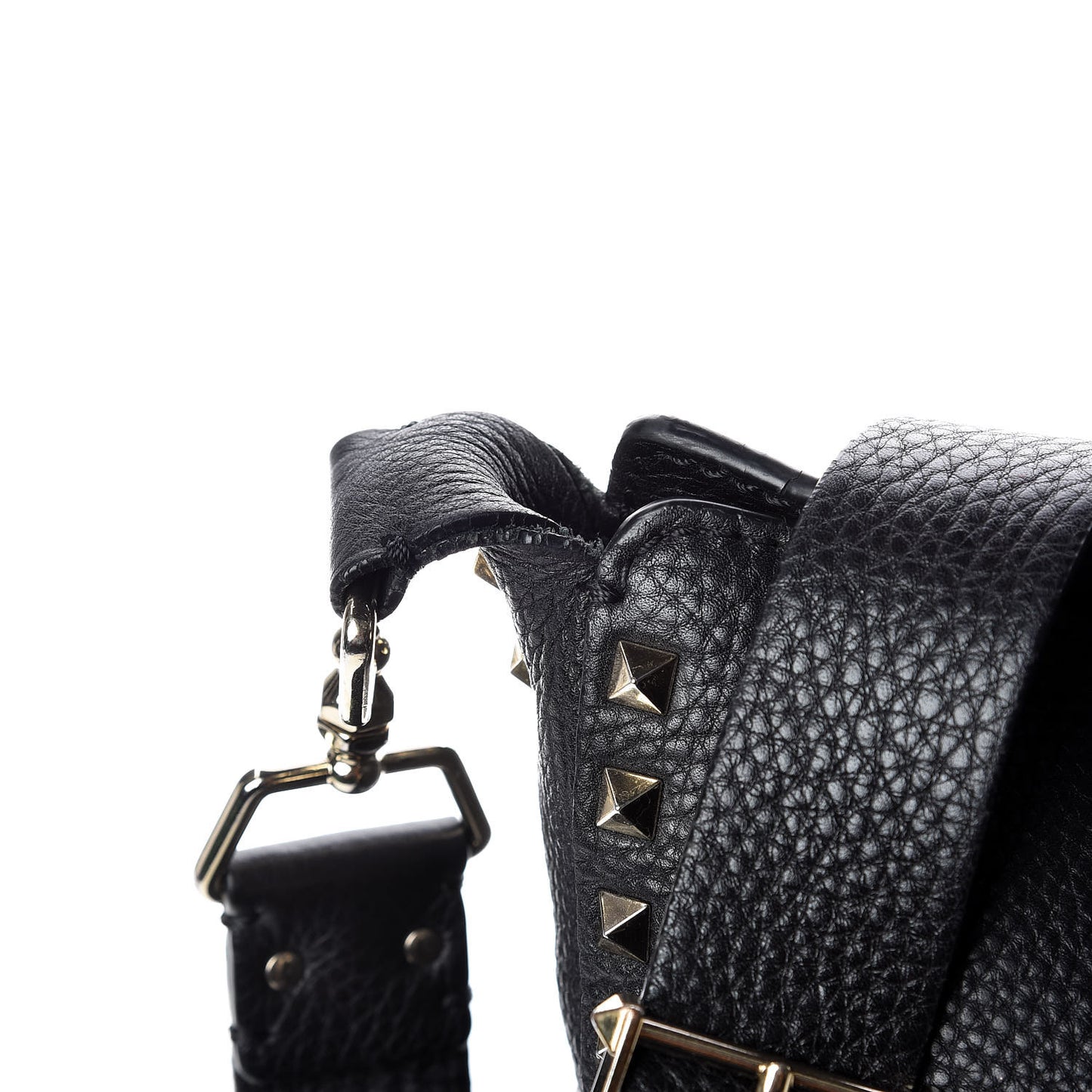 Pebbled Calfskin Large Rockstud Flip-Lock Messenger Bag Black