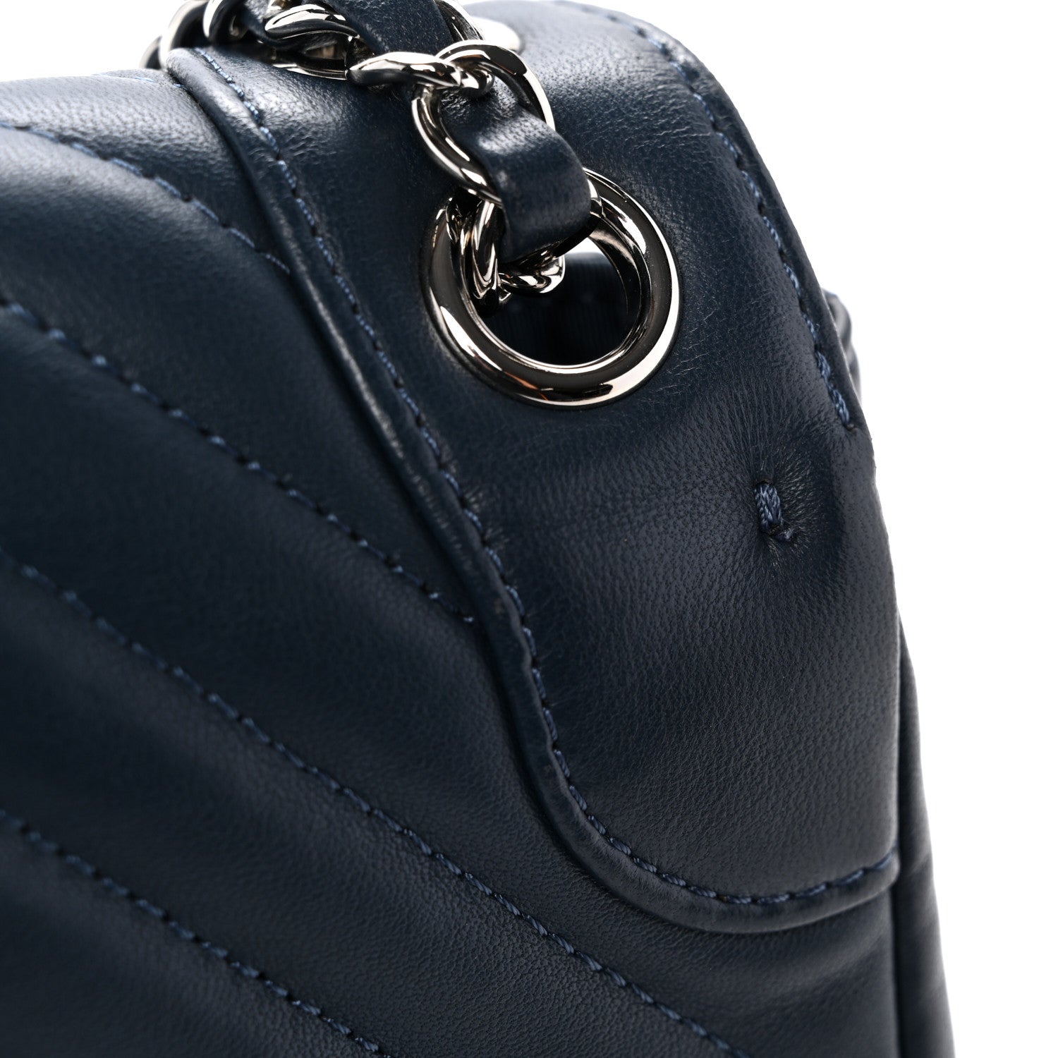 Chanel Lambskin Chevron Medium Single Flap Navy 11 of 12