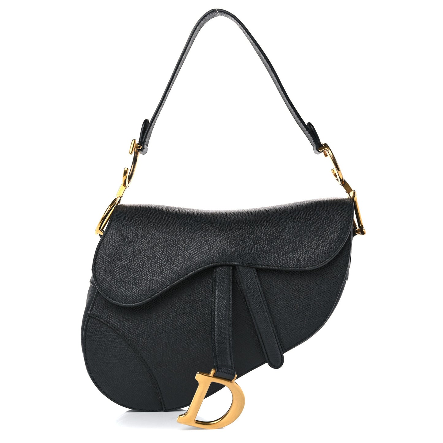 Grained Calfskin Saddle Bag Black