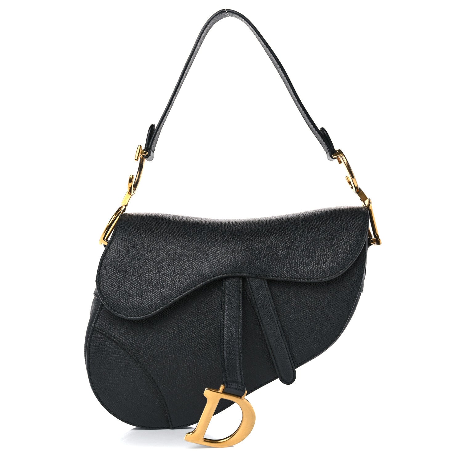 Christian Dior Grained Calfskin Saddle Bag Black 1 of 10