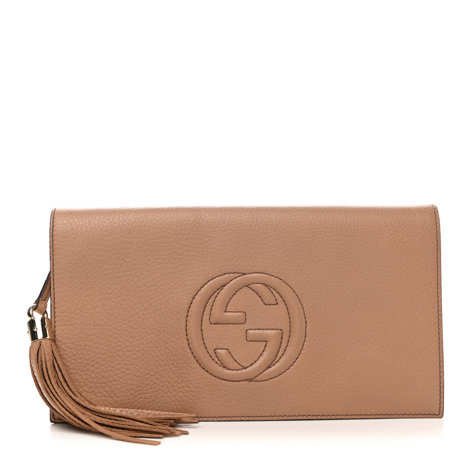 Gucci Pebbled Calfskin Medium Soho Clutch Camelia 1 of 14