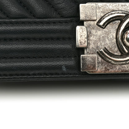 Chanel Calfskin Chevron Quilted New Medium Boy Flap Black 19 of 19