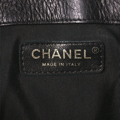Chanel Iridescent Crumpled Calfskin Coco Pleats Drawstring Bag Black 6 of 10