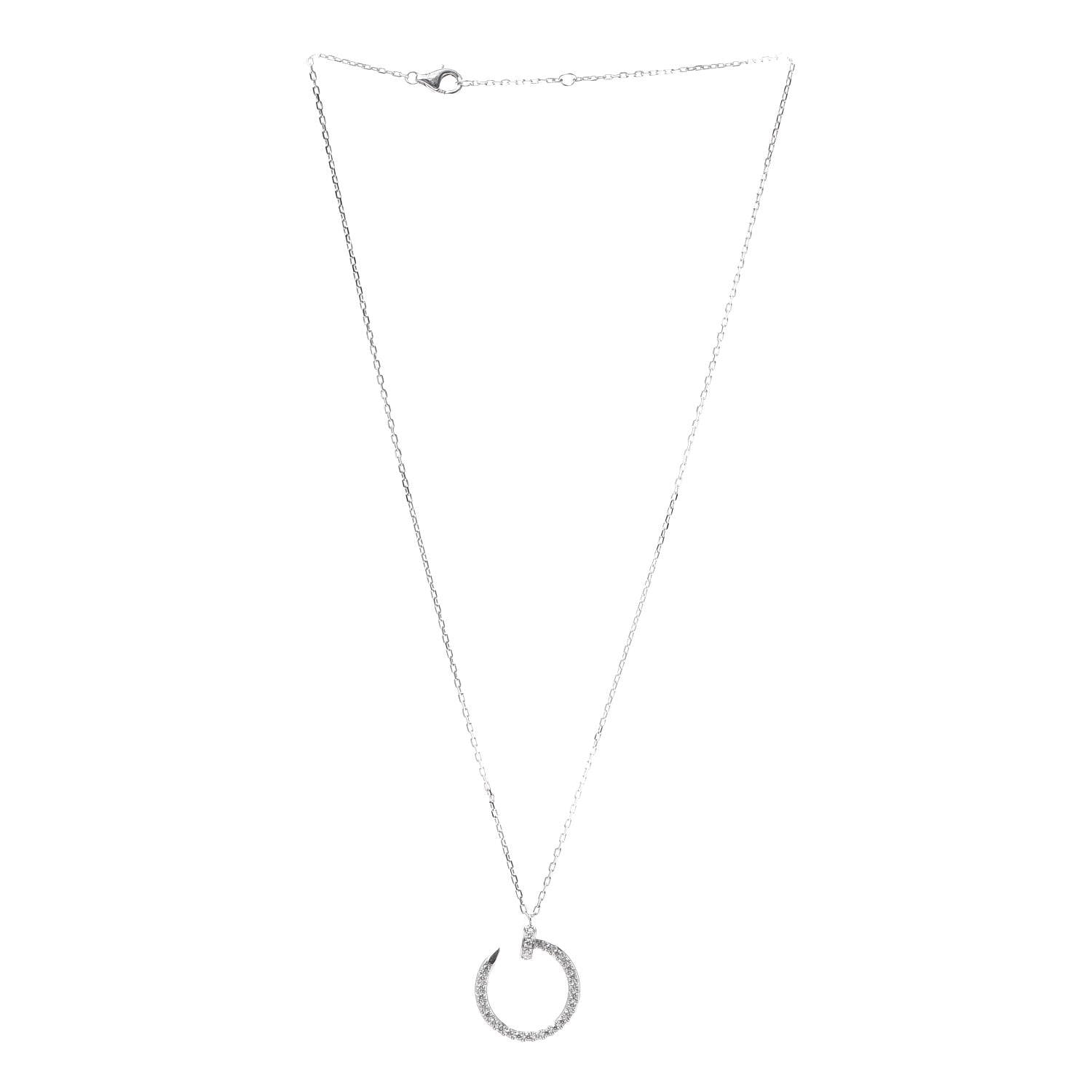 Cartier 18K White Gold Diamond Juste Un Clou Paved Pendant Necklace 3 of 6