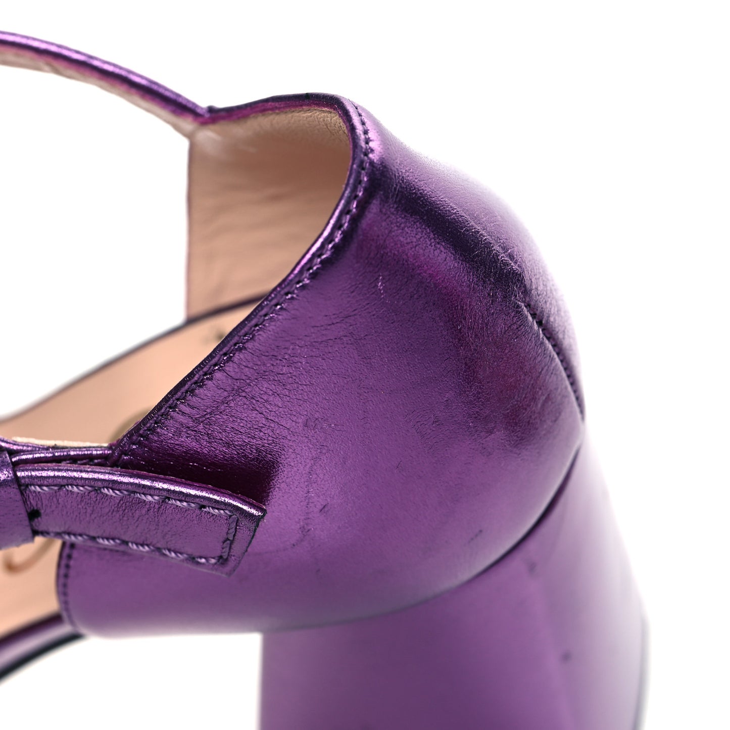 Metallic Nappa Horsebit Cross Strap 95mm Sandals 37.5 Violet