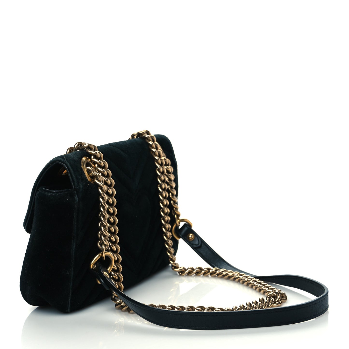 Velvet Matelasse Mini GG Marmont Shoulder Bag Black