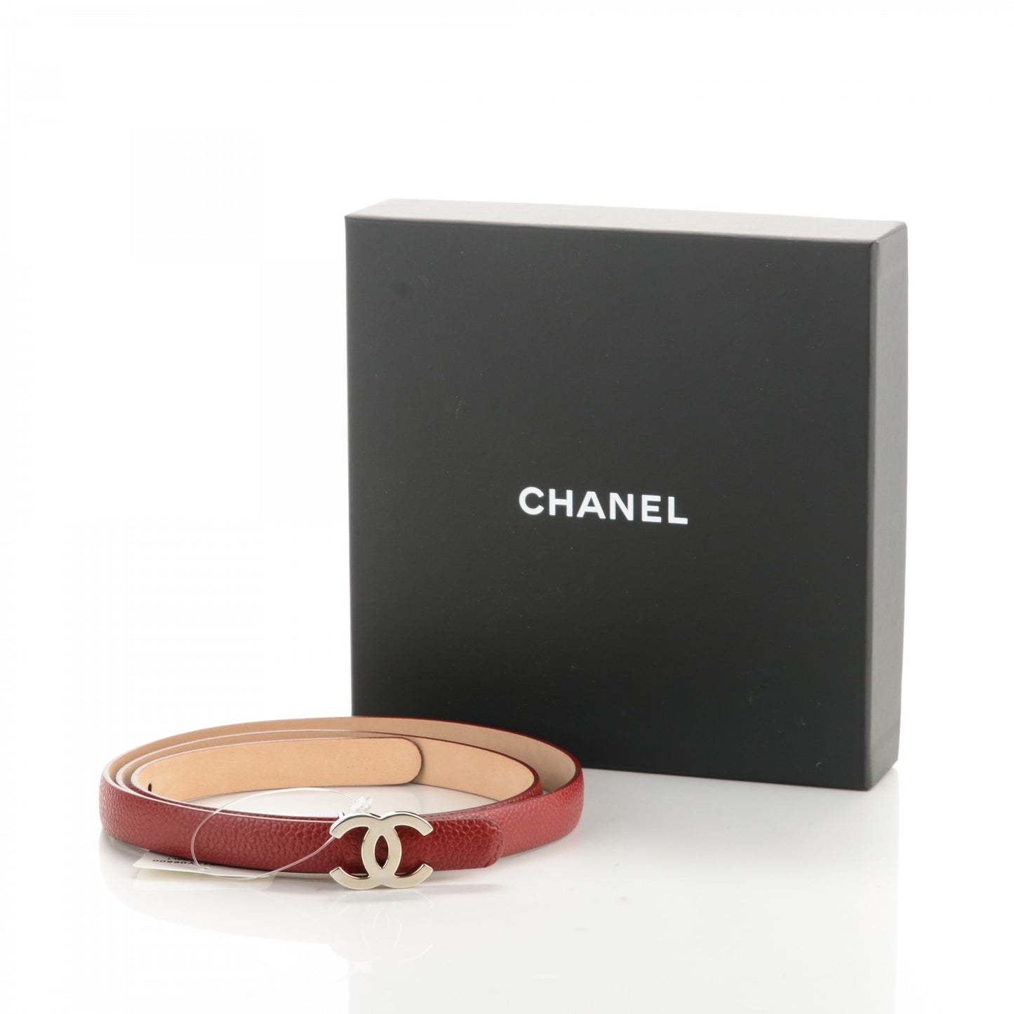 Caviar CC Logo Skinny Belt 95 38 Dark Red