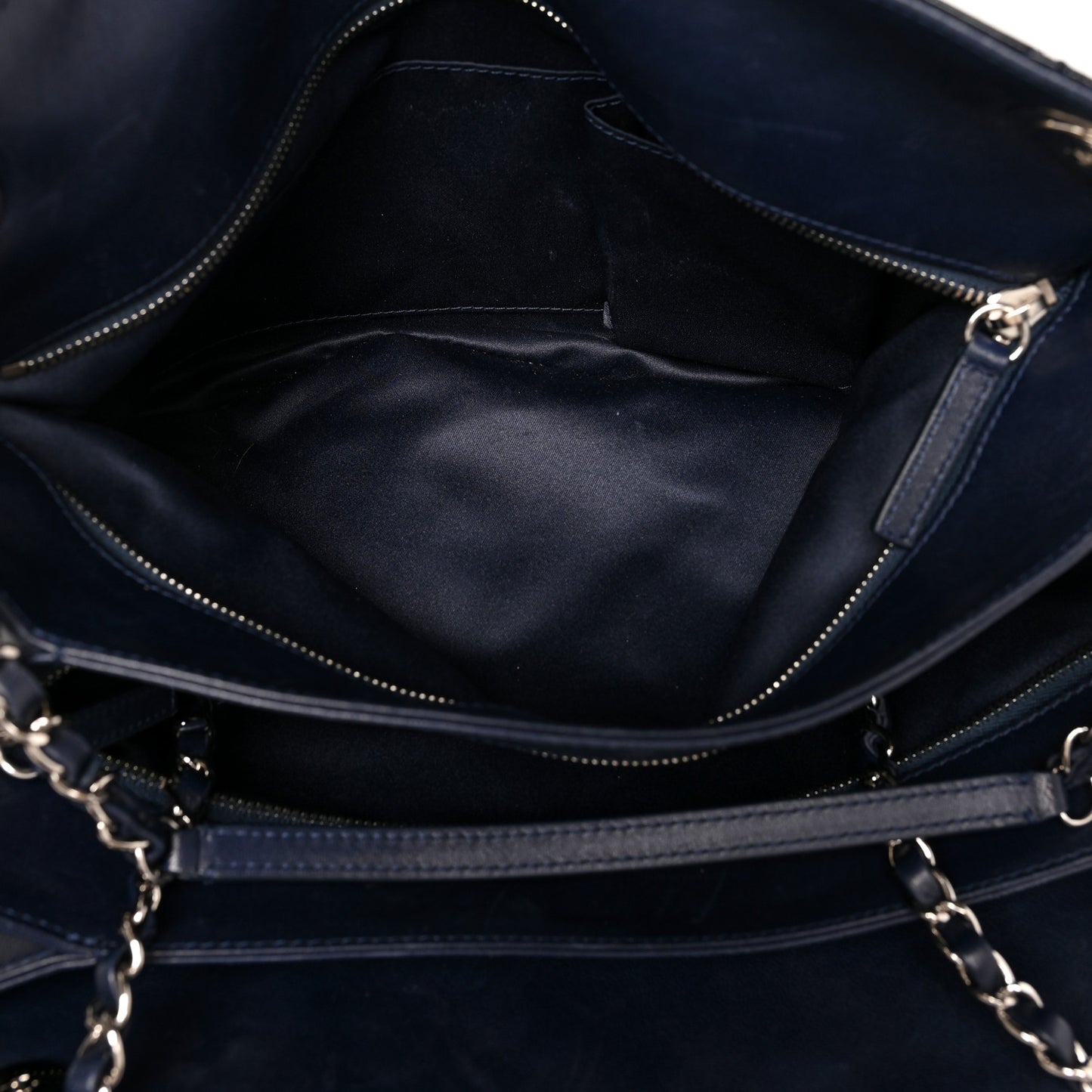 Patent Quilted Accordion Shopping Tote Navy
