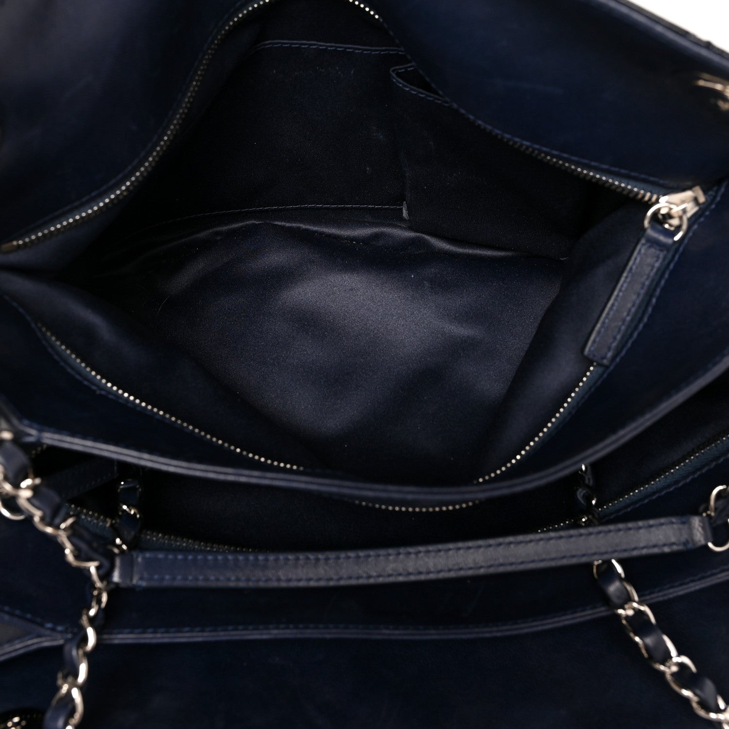 Chanel Patent Quilted Accordion Shopping Tote Navy 4 of 11