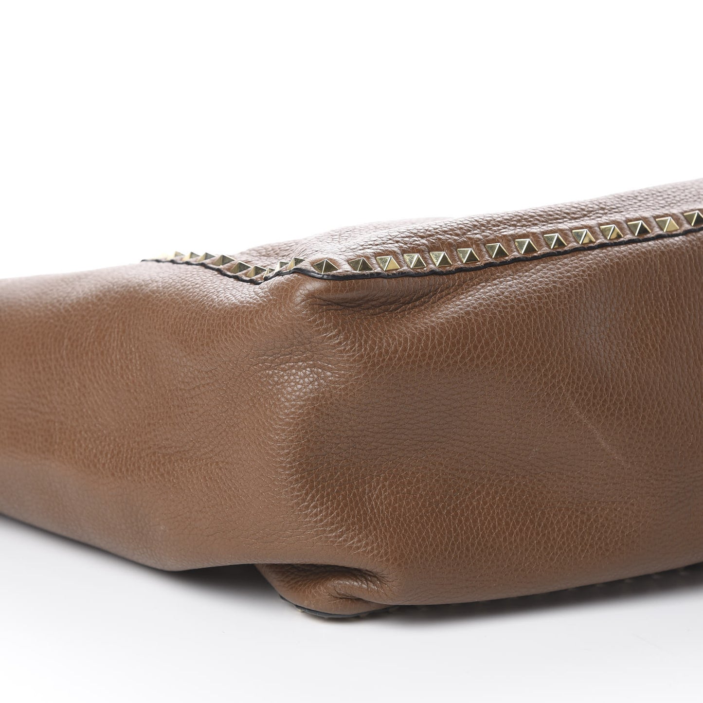 Calfskin Medium Rockstud Reversible Tote Brown Red