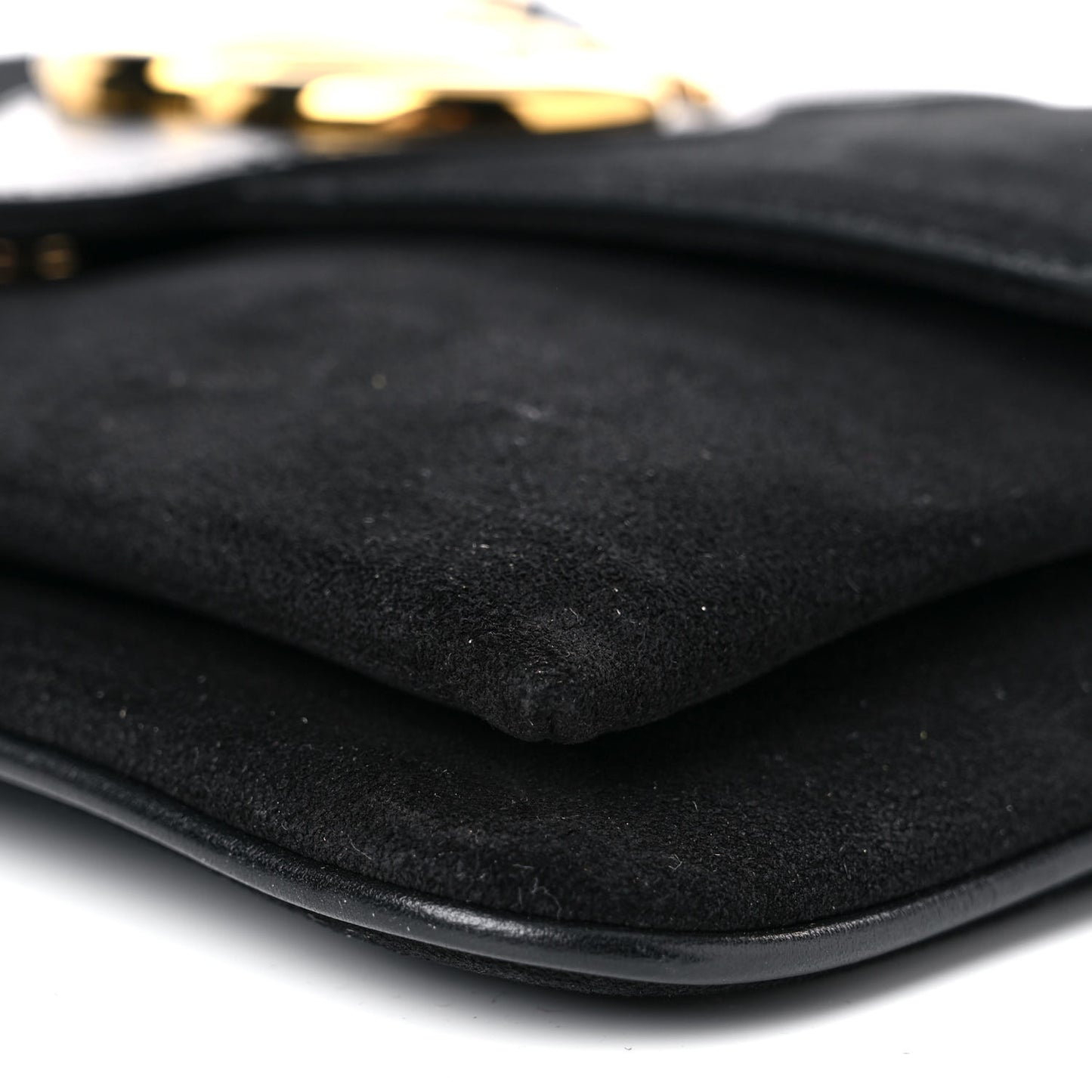 Suede Medium Arli Flap Shoulder Bag Black