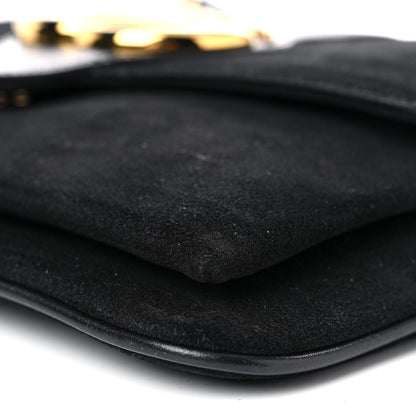 Gucci Suede Medium Arli Flap Shoulder Bag Black 9 of 10