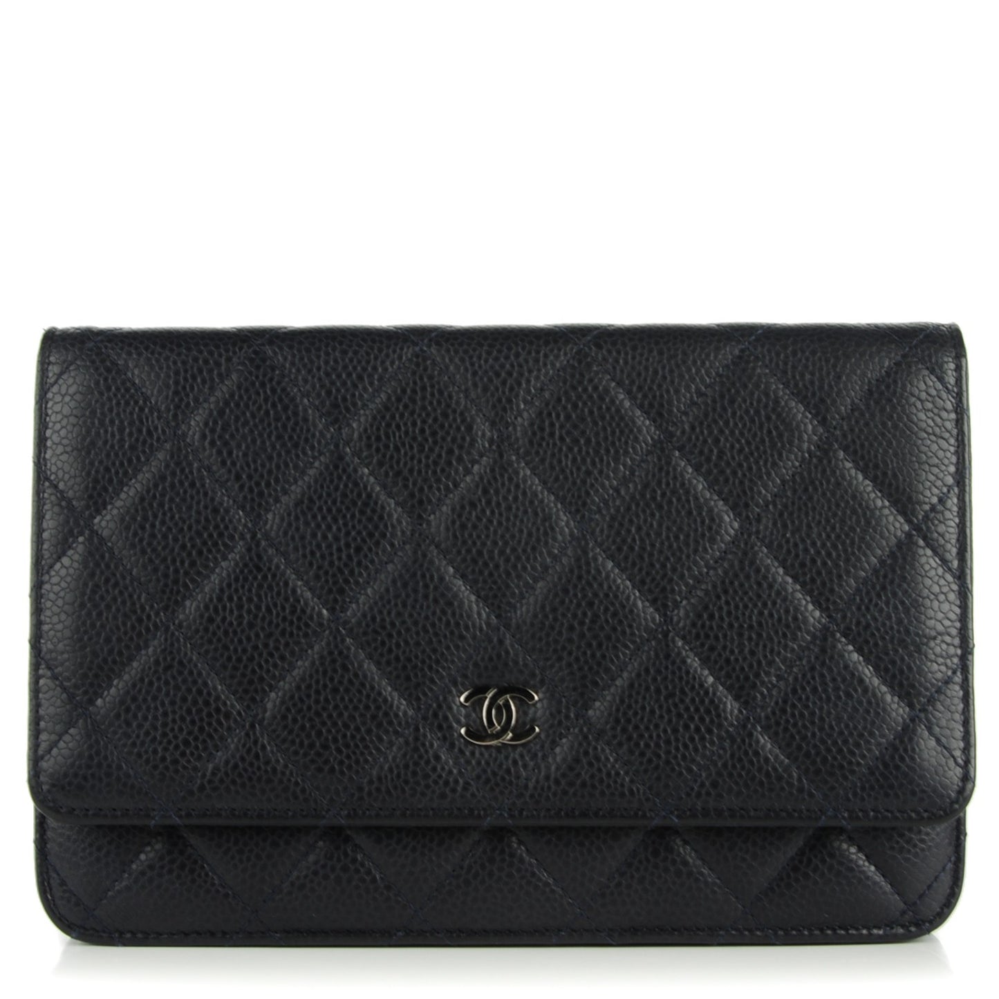 Caviar Quilted Wallet on Chain WOC Navy