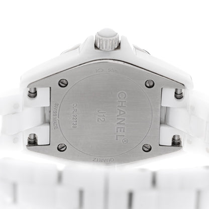 Chanel Stainless Steel Ceramic Diamond Mother of Pearl 29mm J12 Quartz Watch White 4 of 4