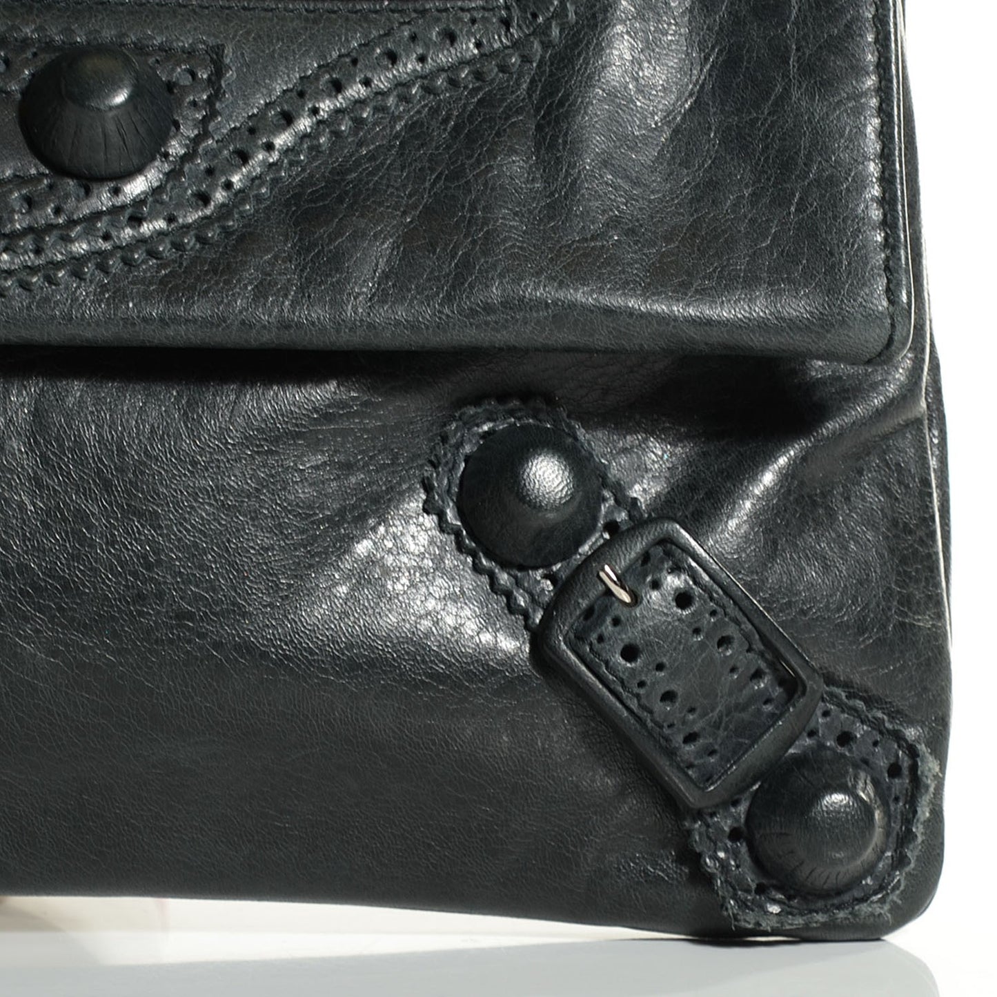 Agneau Giant Brogues Hardware Envelope Clutch Anthracite