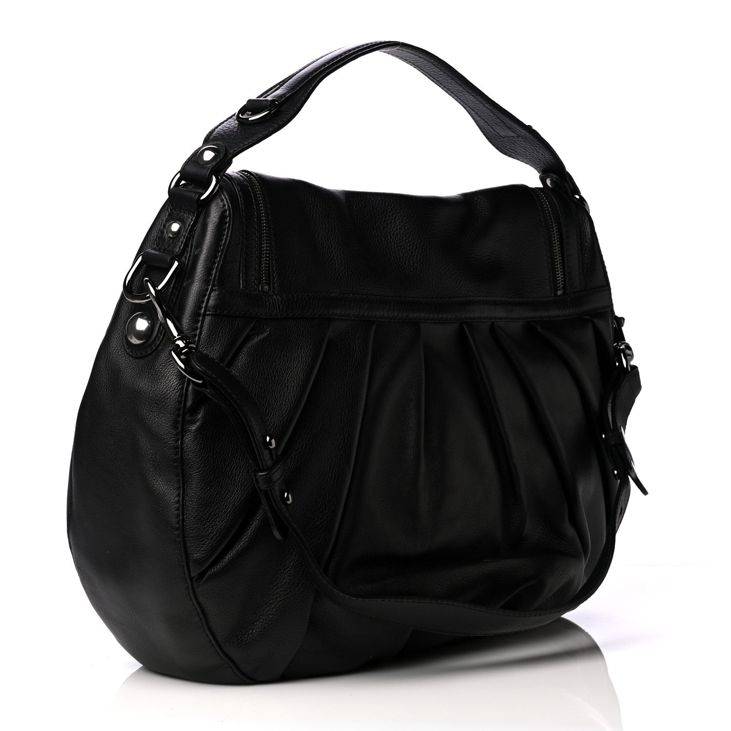 Gucci Pebbled Calfskin Medium Icon Bit Shoulder Bag Black 2 of 4
