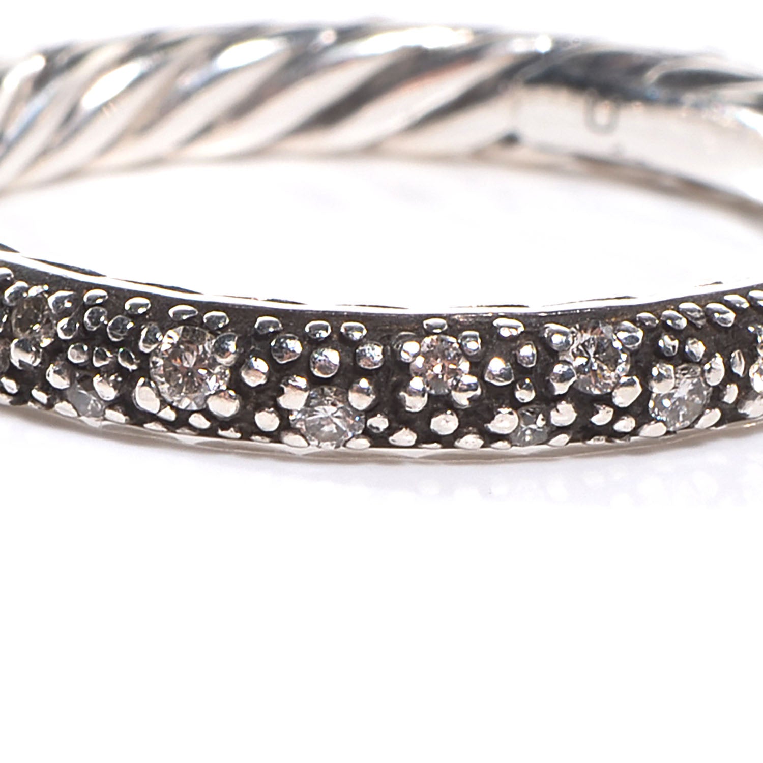 David Yurman Sterling Silver Pave Diamond Midnight Melange 3mm Band Ring 6 6 of 6
