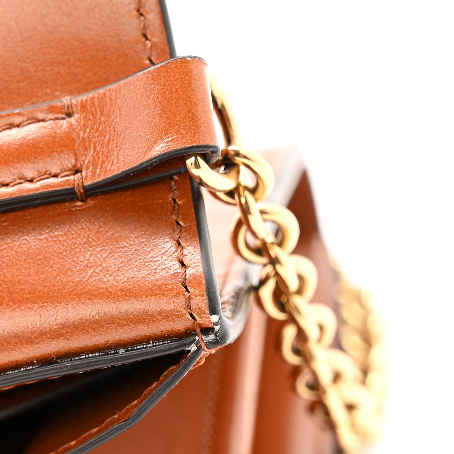 Chloe Calfskin Iconic Flap Wallet On Chain Clay Brown 12 of 16