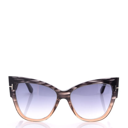 Tom Ford Acetate Anoushka Cat Eye Sunglasses TF371 Melange Grey Peach 2 of 6
