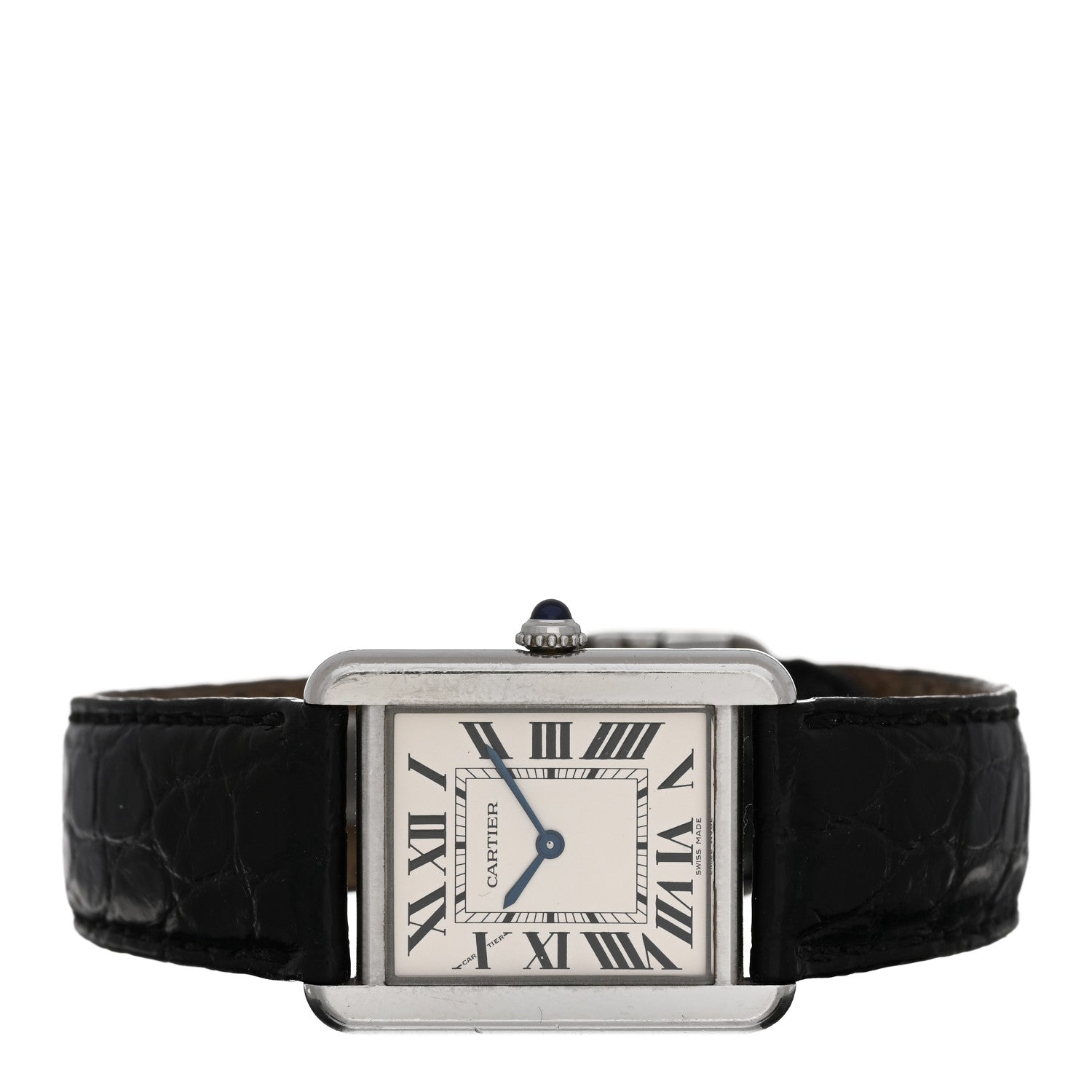 Cartier Stainless Steel Alligator 24mm Tank Solo Quartz Watch 2 of 5