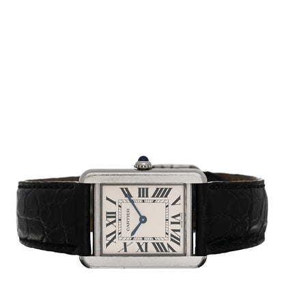 Cartier Stainless Steel Alligator 24mm Tank Solo Quartz Watch 2 of 6