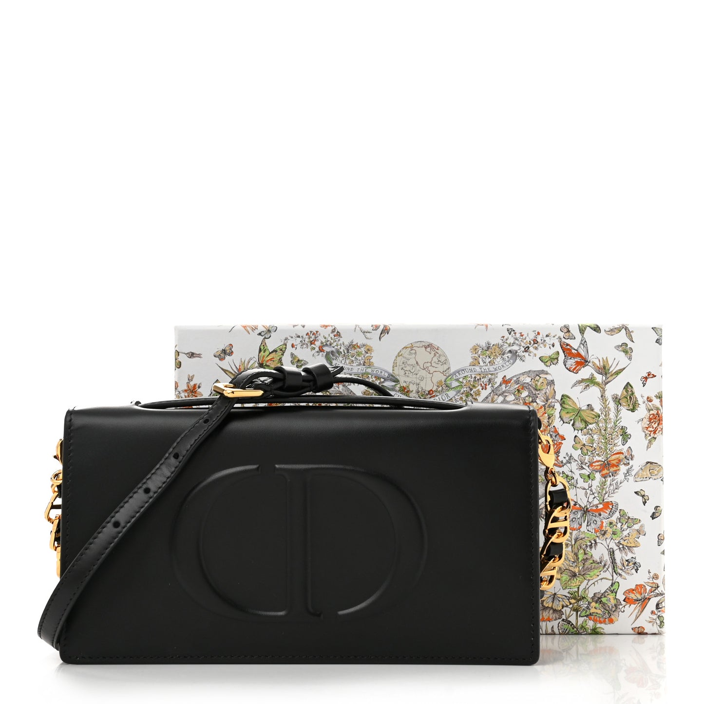 Calfskin CD Signature Clutch Black