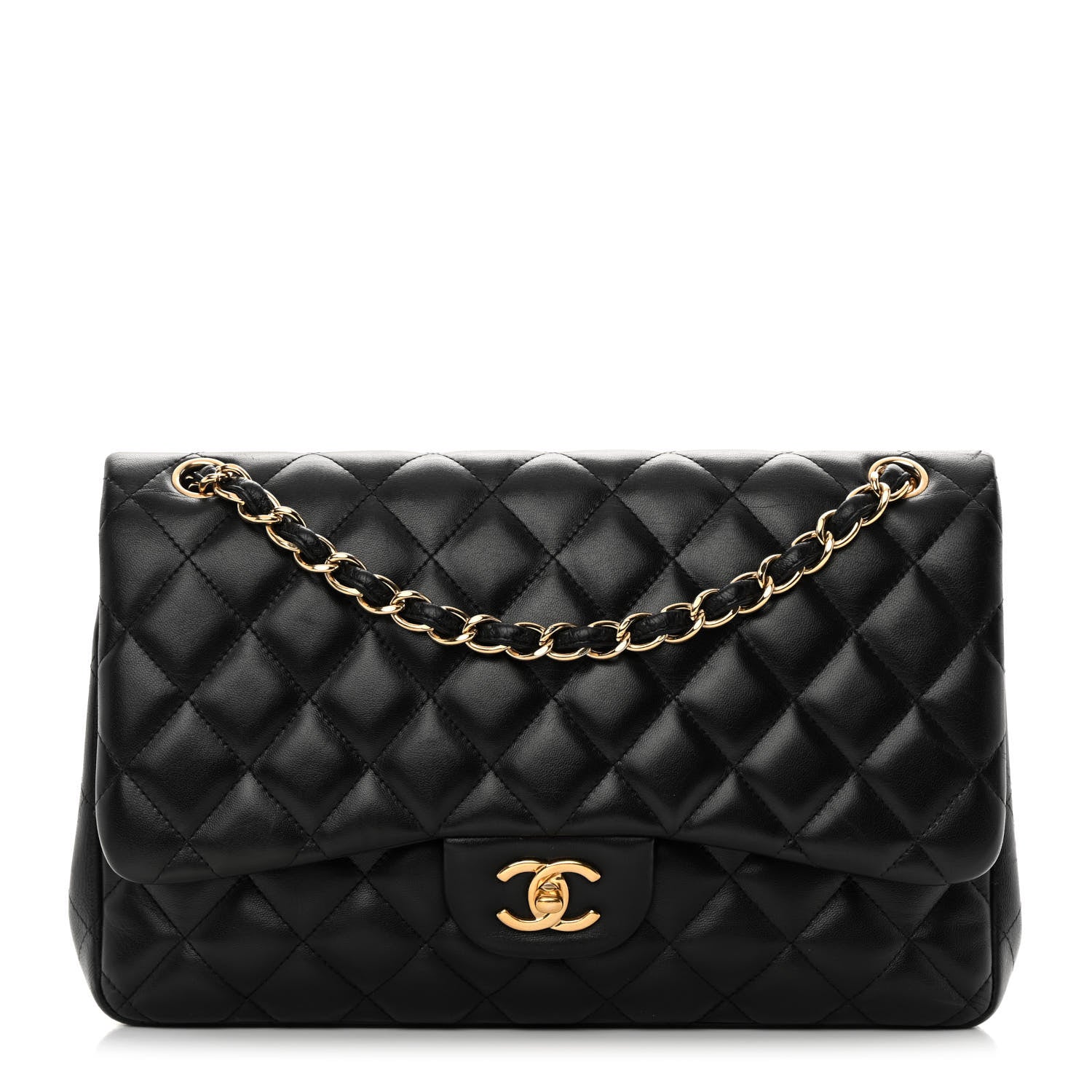 Chanel Lambskin Quilted Jumbo Double Flap Black 1 of 21