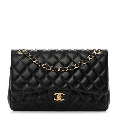 Chanel Lambskin Quilted Jumbo Double Flap Black 1 of 21