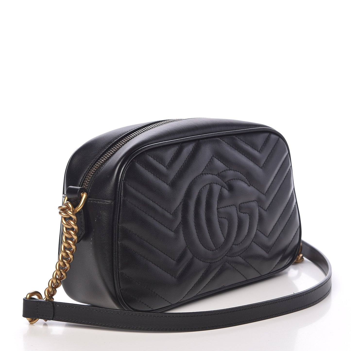 Calfskin Matelasse Small GG Marmont Chain Shoulder Bag Black