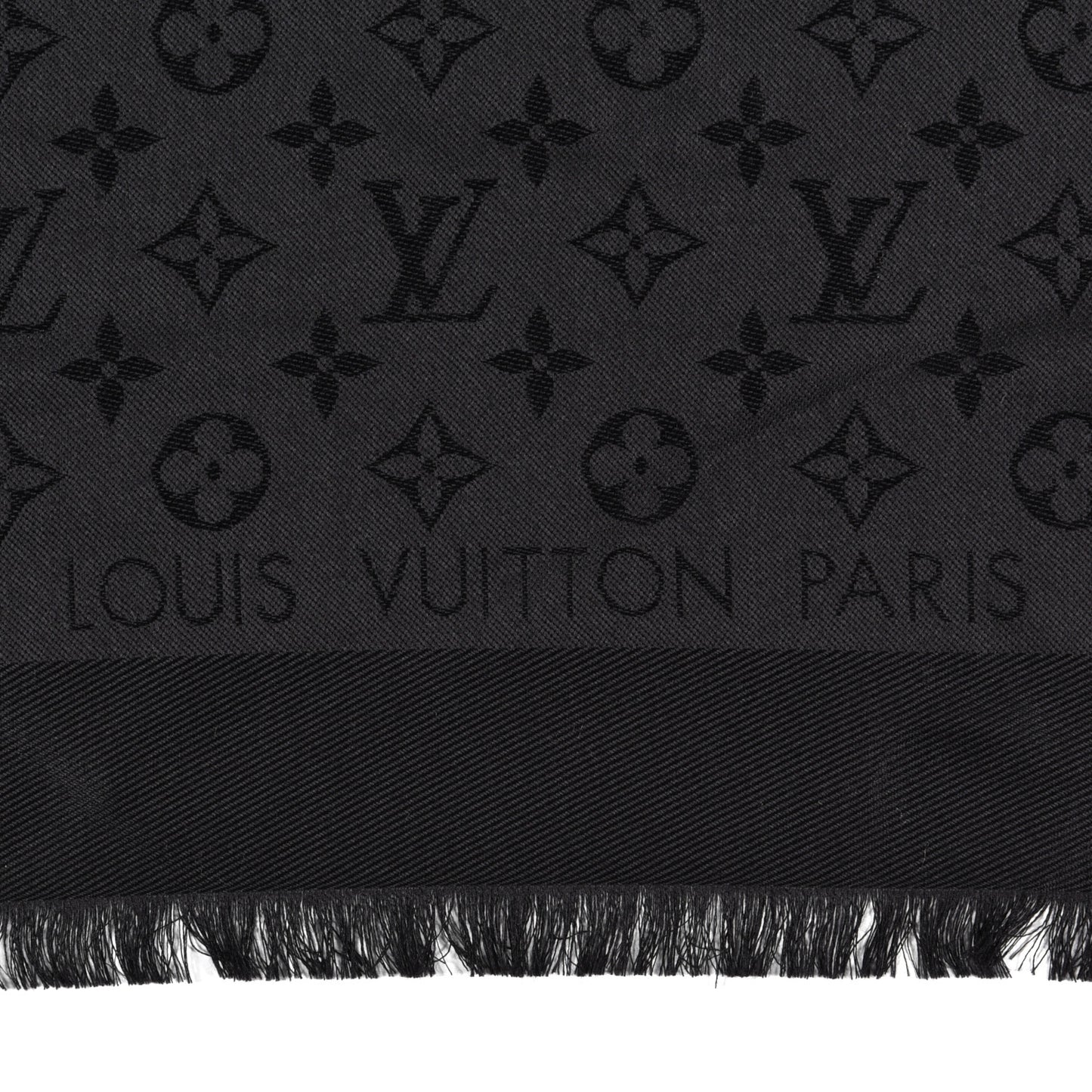 Silk Wool Monogram Shawl Black