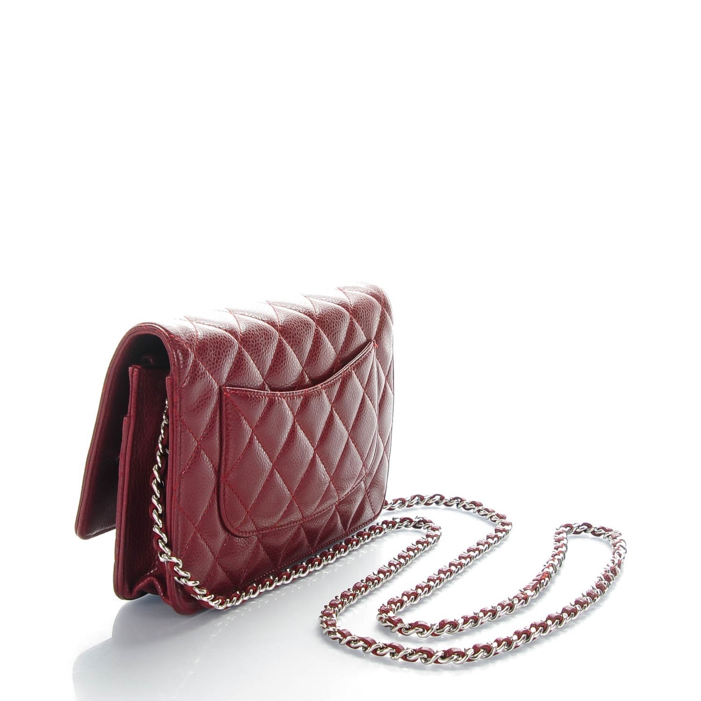 Caviar Quilted Wallet On Chain WOC Dark Red