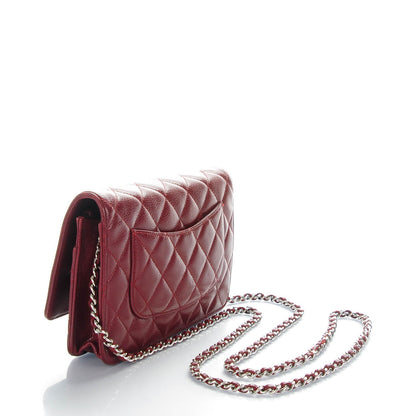 Chanel Caviar Quilted Wallet On Chain WOC Dark Red 3 of 8