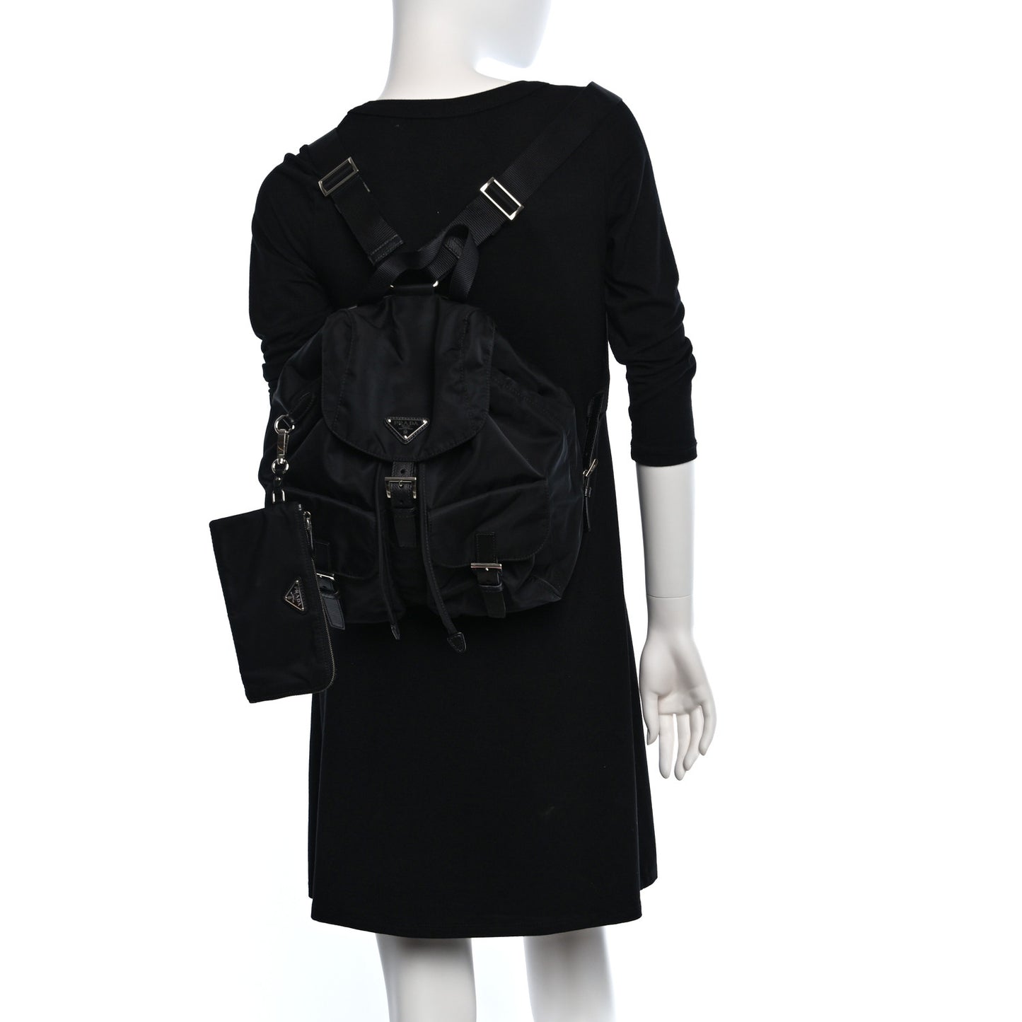 Re-Nylon Saffiano Medium Backpack Black