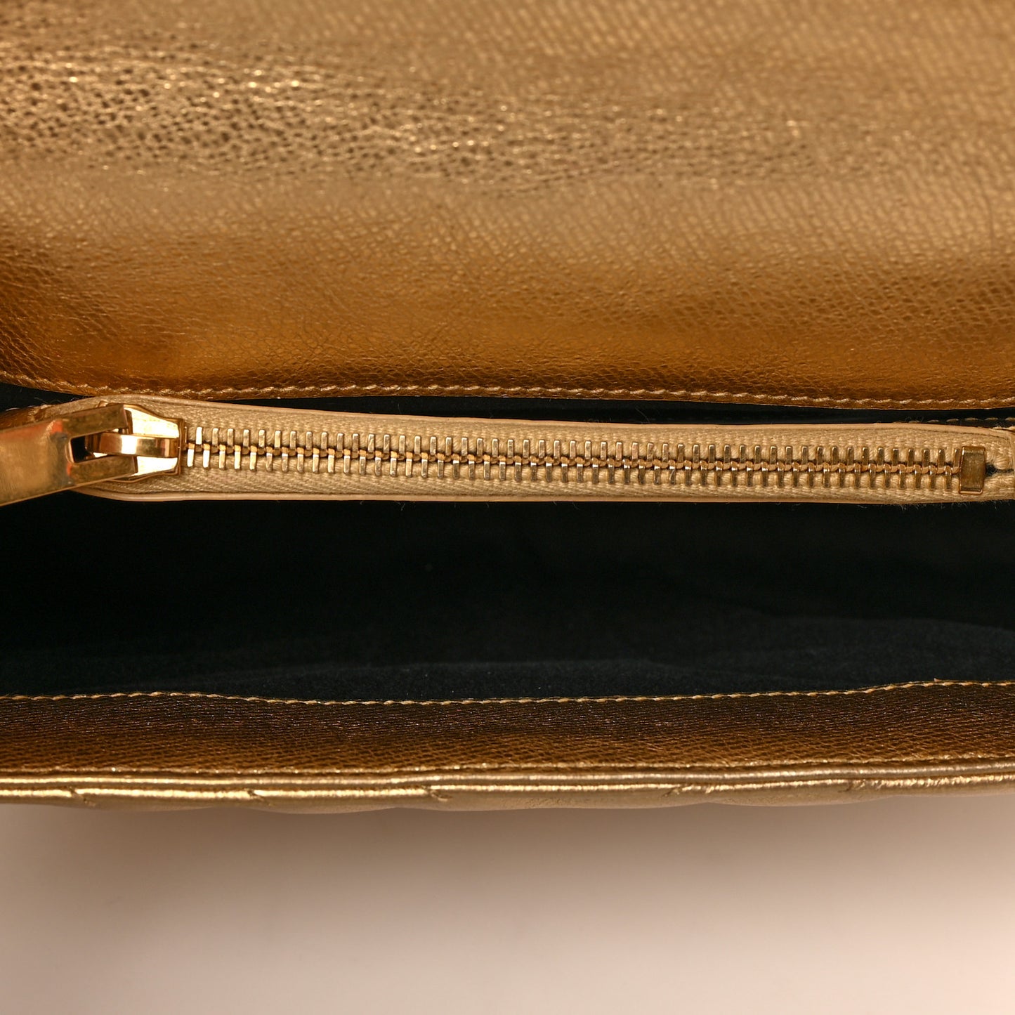 Metallic Calfskin Matelasse Chevron Monogram Medium College Bag Gold