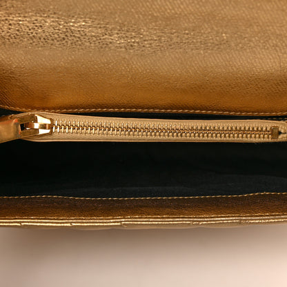 Saint Laurent Metallic Calfskin Matelasse Chevron Monogram Medium College Bag Gold 5 of 8