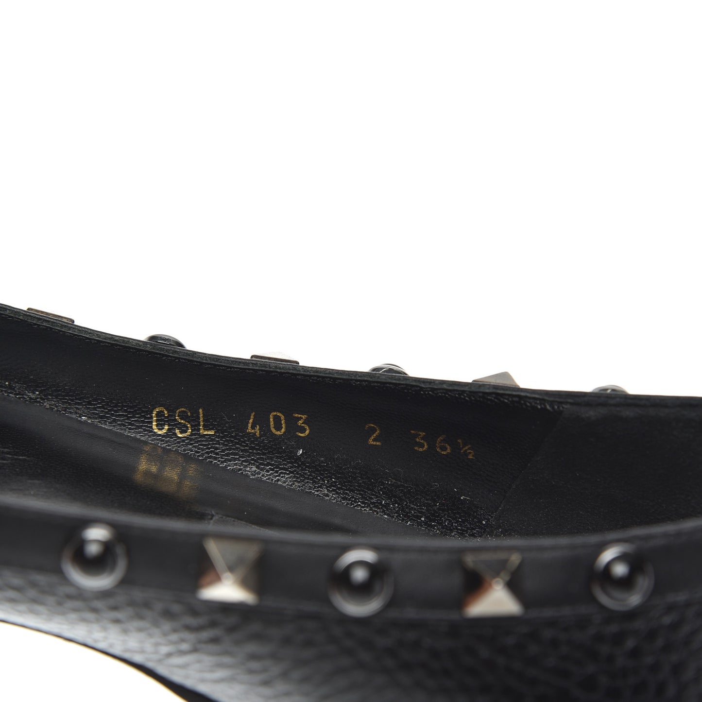 Pebbled Calfskin Onyx Rockstud Rolling Ballerina Flats 36.5 Black