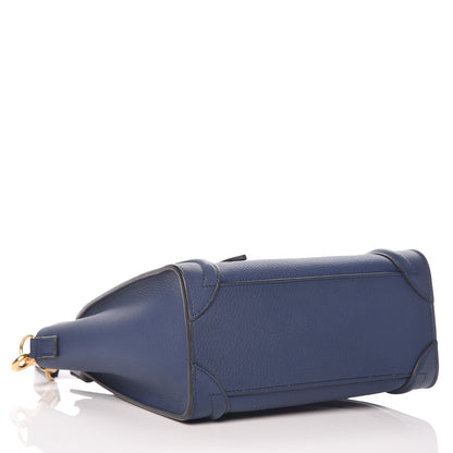 Celine Drummed Calfskin Nano Luggage Marine 7 of 13