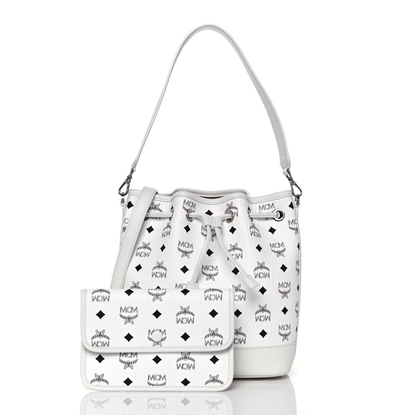 Visetos Medium Dessau Drawstring Bucket Bag White