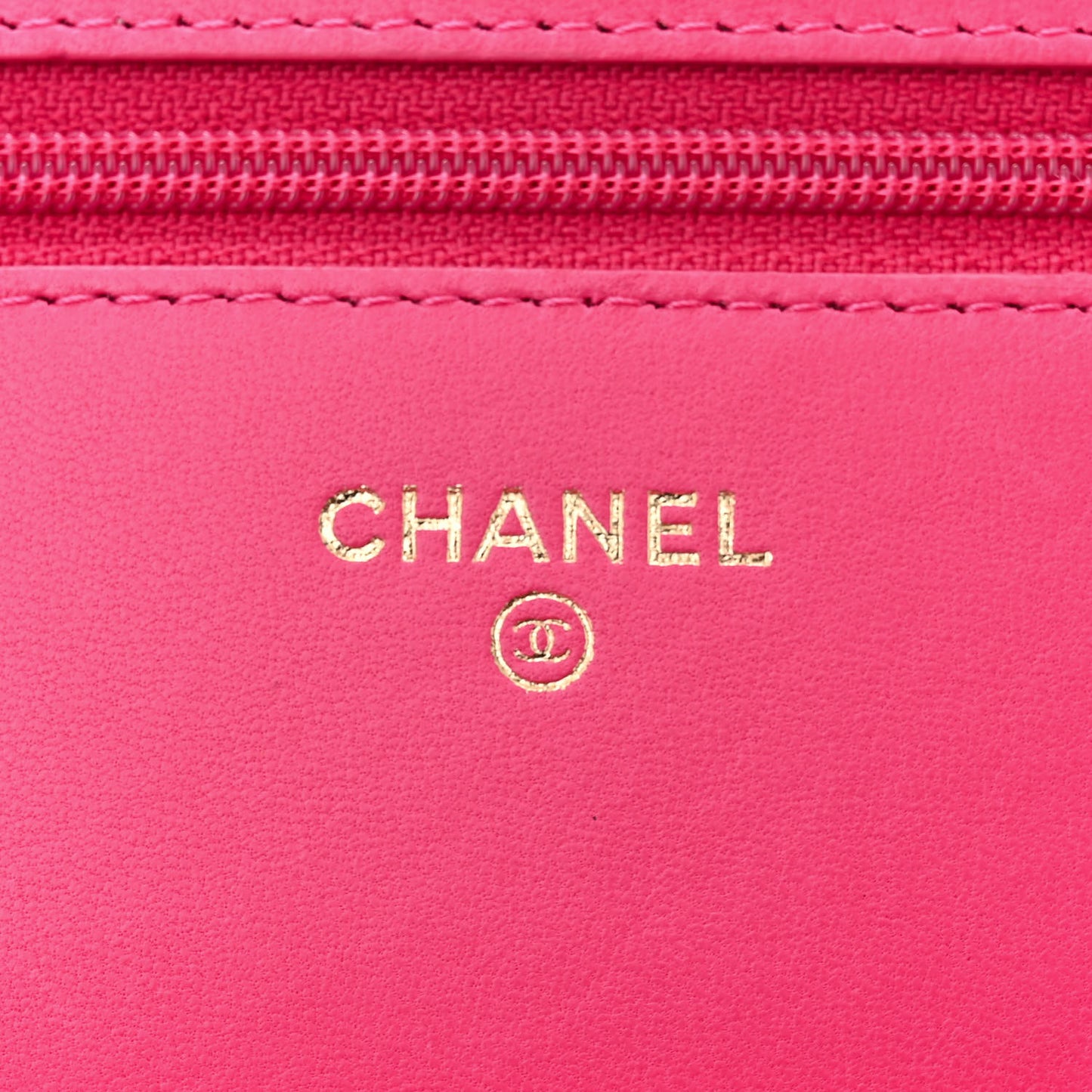 Lambskin Quilted Wallet On Chain WOC Dark Pink